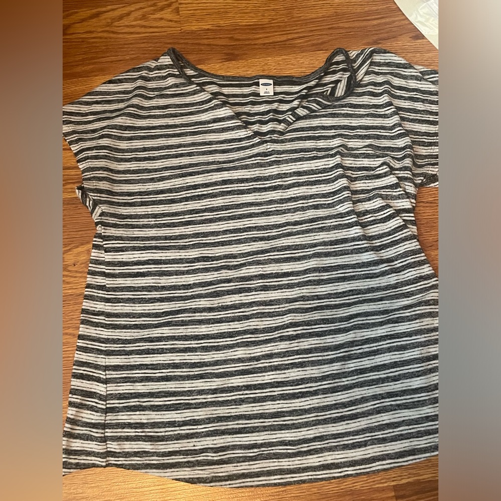 Black and white striped Old Navy shirt.
